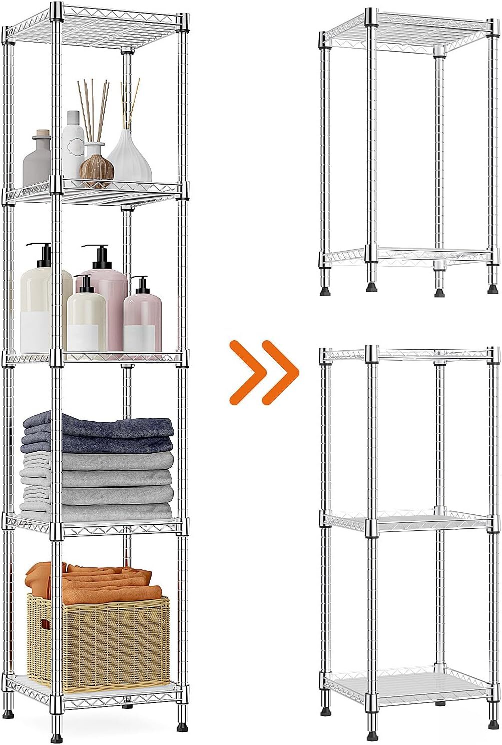 5 Tier Wire Kitchen Pantry Shelf Rack Steel Shelves Metal Shelving Storage Units