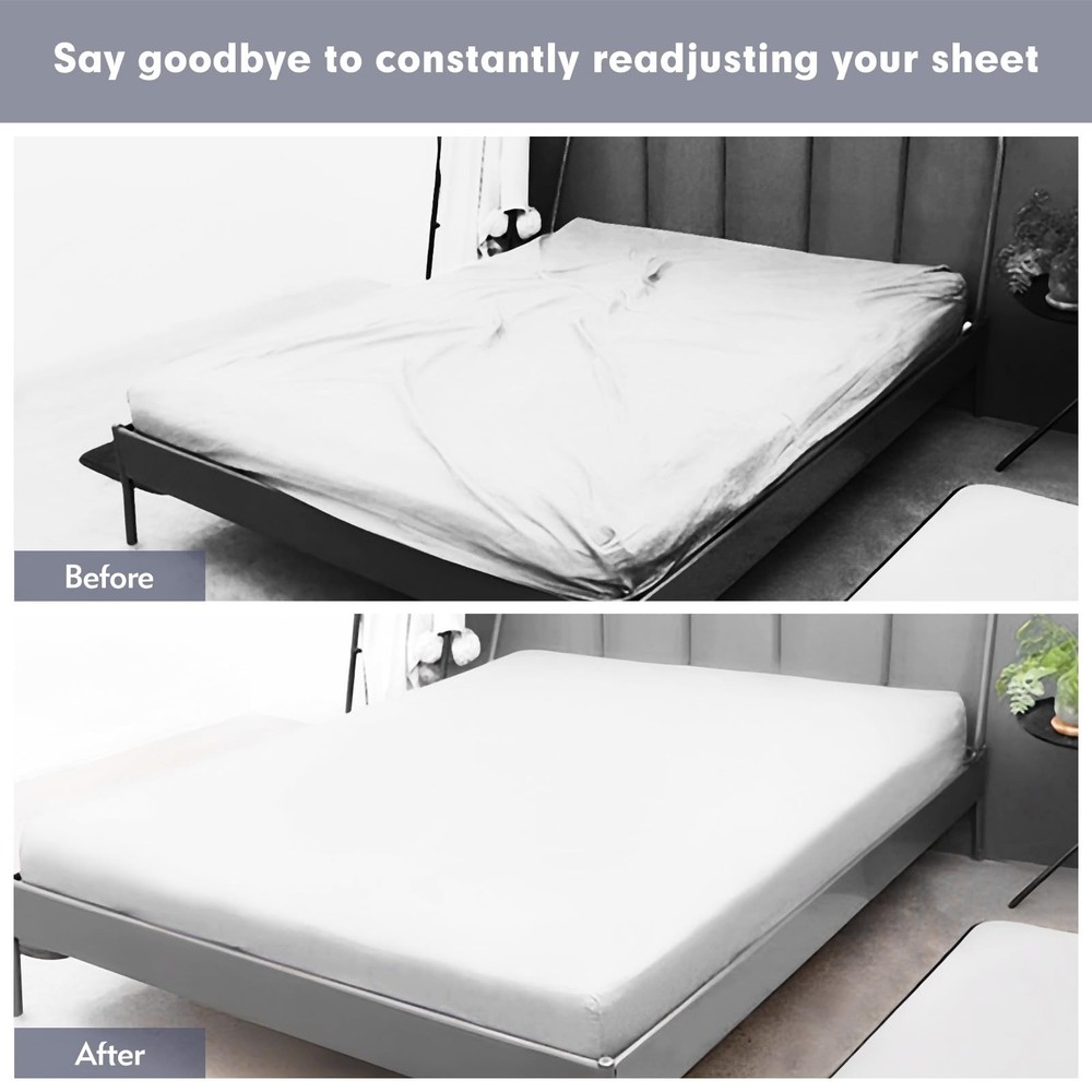 TEESSUE 4 Pcs Bed Sheet Straps, Adjustable Fitted Sheet Clips Keeping Sheets ...