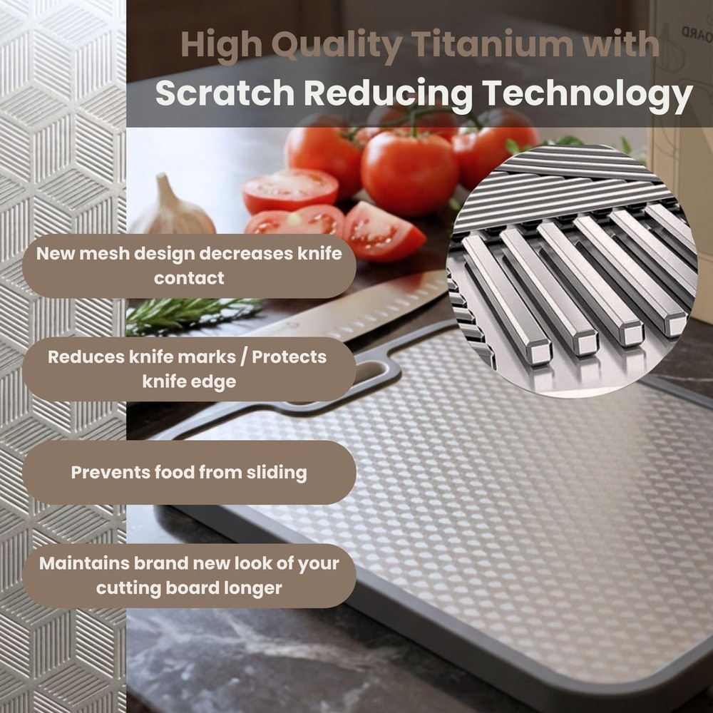 Titanium Cutting Board | Scratch Reduction Mesh | DoubleSided Pure Titanium a...