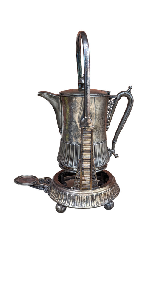 Antique Meriden Britannia Company Silver Tilting Tea & Coffee Pitcher from 1868