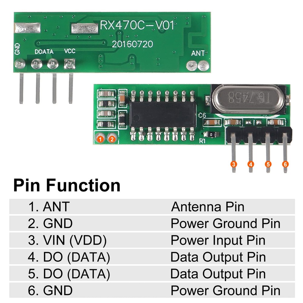 5PCS 433MHz Wireless RF Transmitter Receiver DIY Kit Antenna Arduino Module