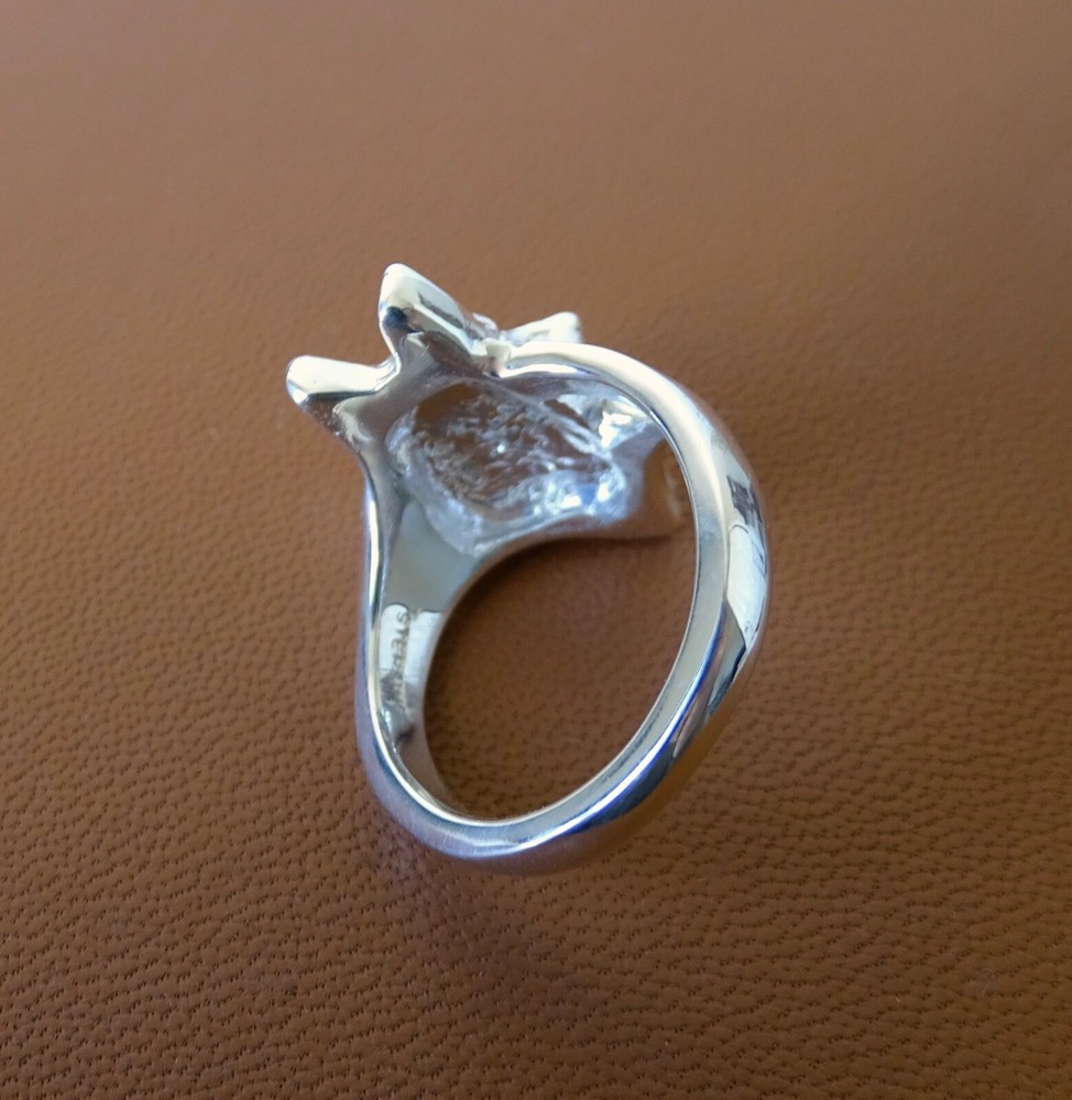 Sterling Silver German Shepherd Dog Head Study Ring