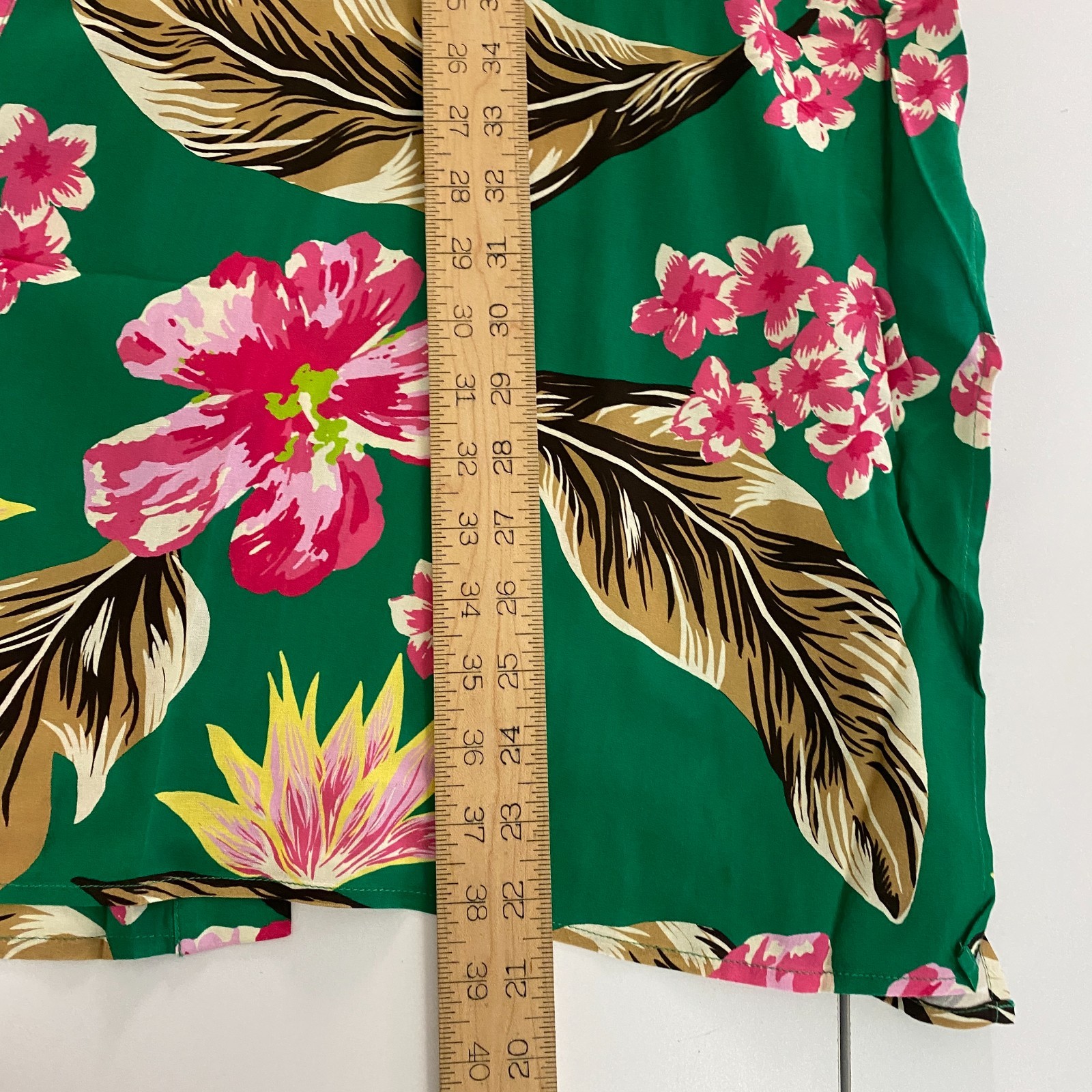 Catherines Long Kimono Cardigan Size 3X Open Front Green Floral 3/4 Sleeves