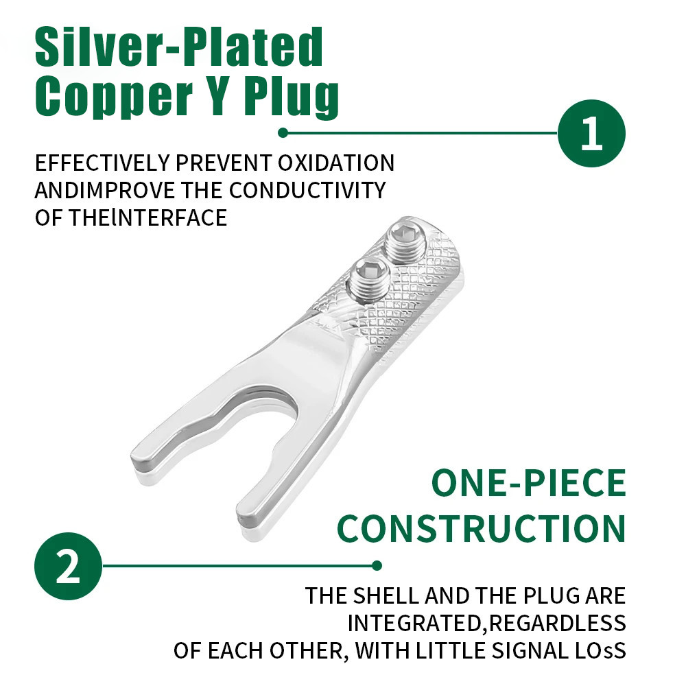 4PCS Y Spade Connector Silver Plated Fork connectors plug Speaker cable plug