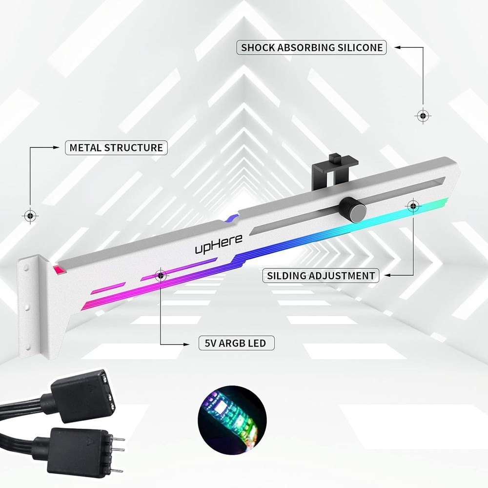 Adjustable ARGB GPU Support Brace - Prevent GPU Sag & Enhance Build Aesthetics