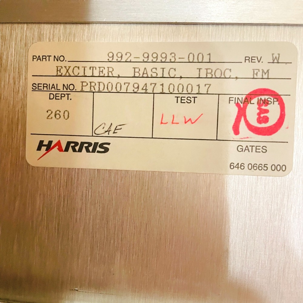 Harris Dexstar 992-9993-001 CD FM Broadcast Transmitter