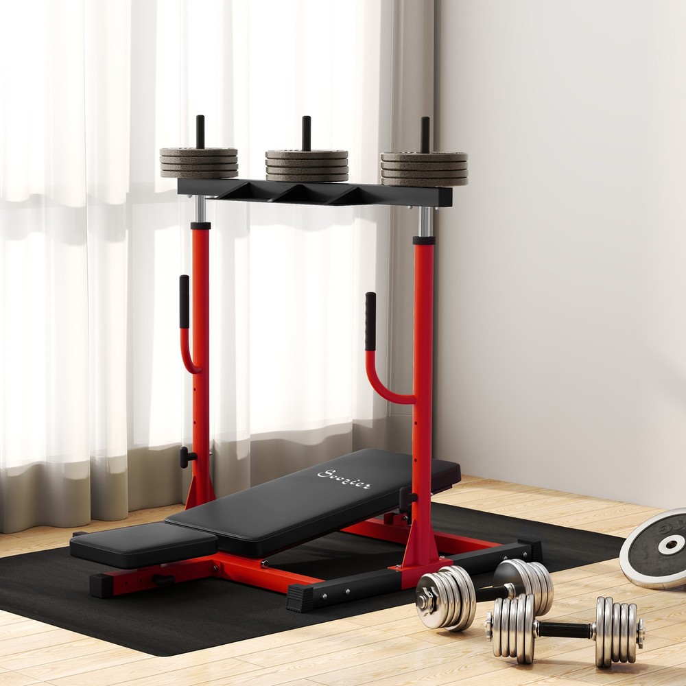 Leg Press Machine with Adjustable Leg, Back, Head Positions, Red
