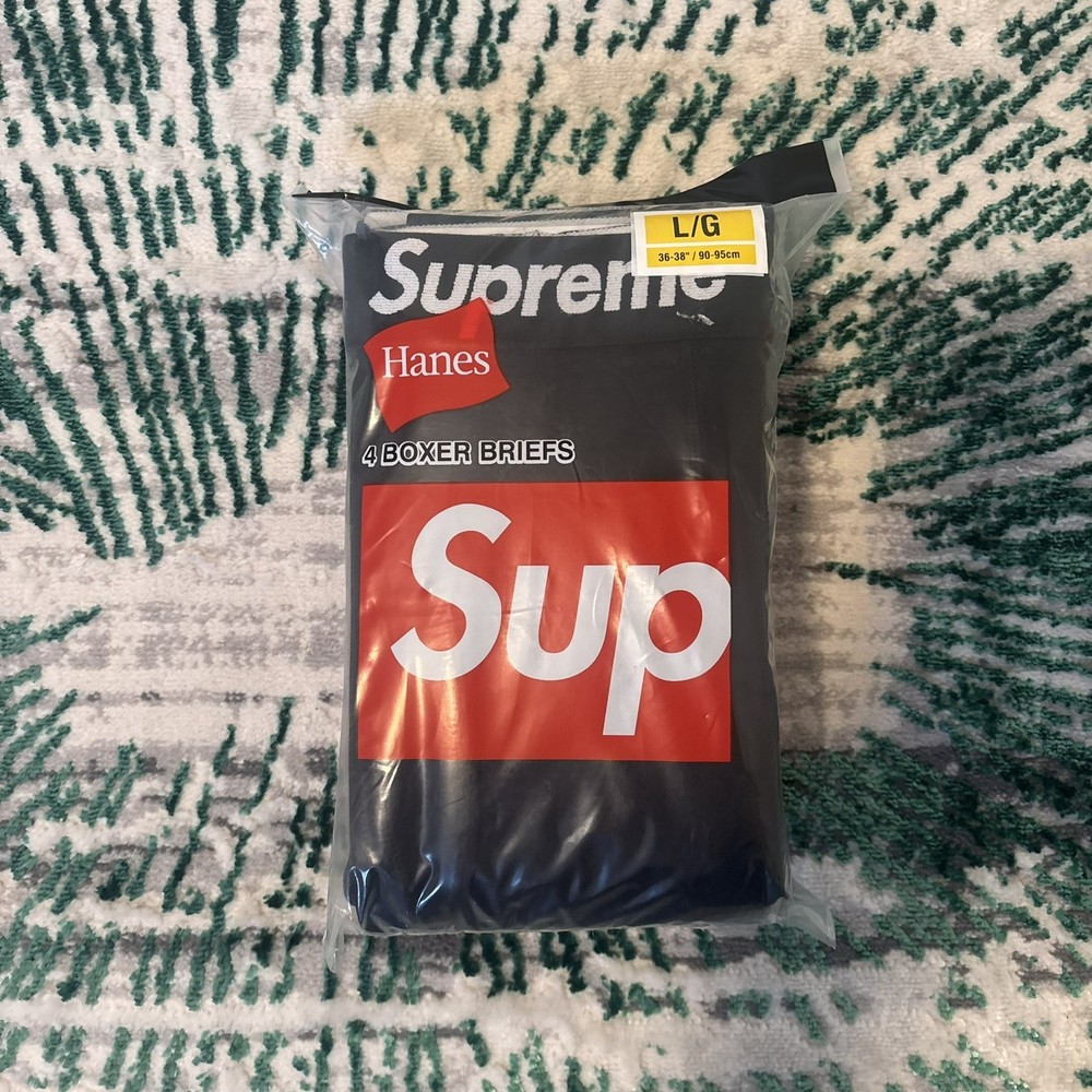 Supreme Hanes Boxer Briefs 4 Pack Black Large