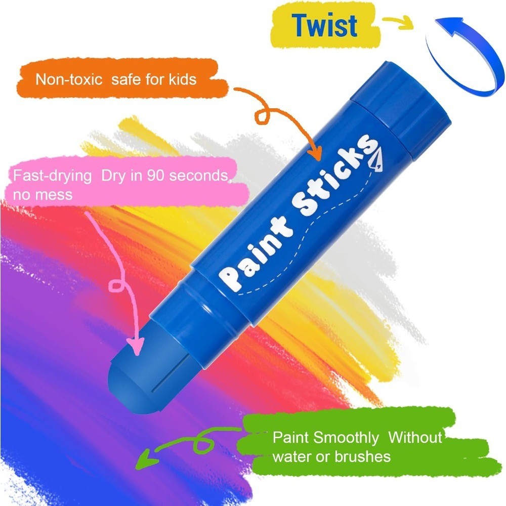 Tempera Paint Sticks 12 Colors Quick Drying Solid Washable Paint for Kids