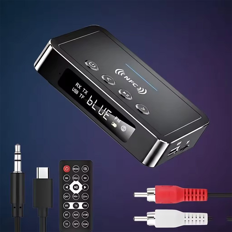 NFC Bluetooth Transmitter Receiver 3.5mm AUX To 2 RCA Wireless Audio Adapter USA