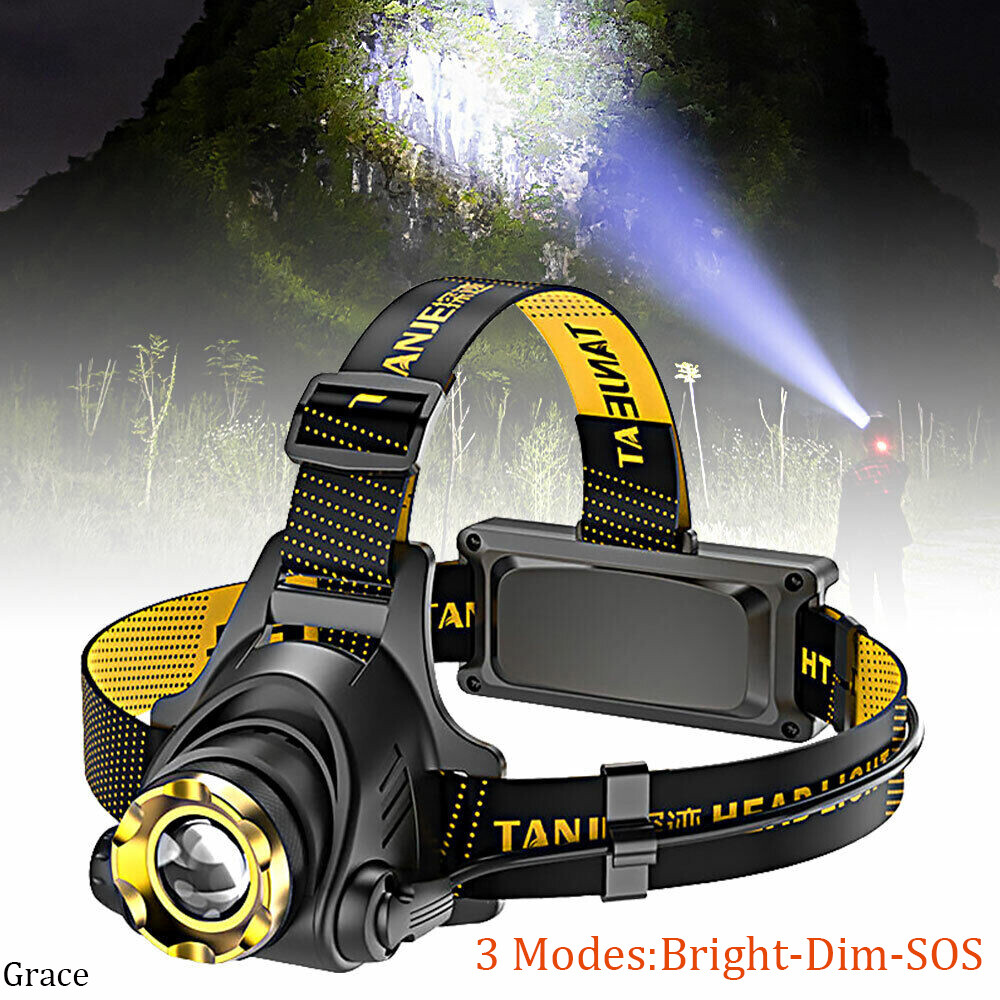 3 pack USB Rechargeable Headlight LED Headlamp Camping Head Torch Flashlight