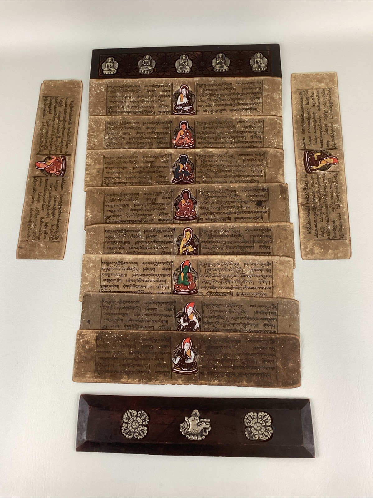 Antique Tibetan Buddhist Manuscript (Pecha) Handwritten Script Loose-Leaf Wooden