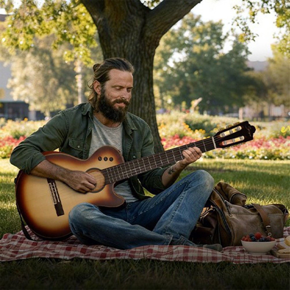 Crossover Hollow Classical Guitar Solid Wood Nylon Strings Thin body