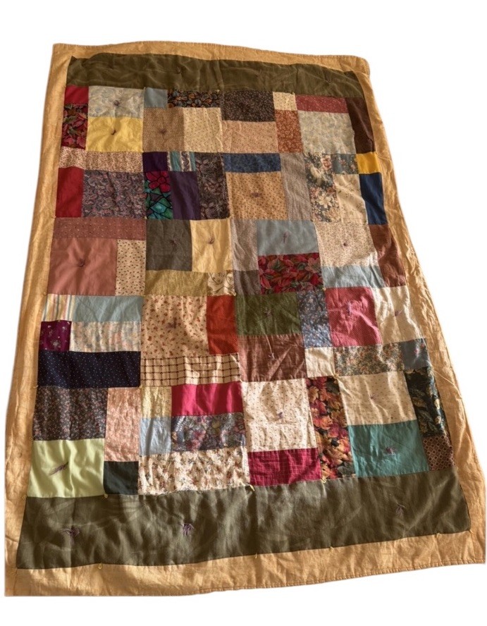 Patchwork Quilt Crib Blanket Textile Lap Cozy Throw 58X38" Handmade READ
