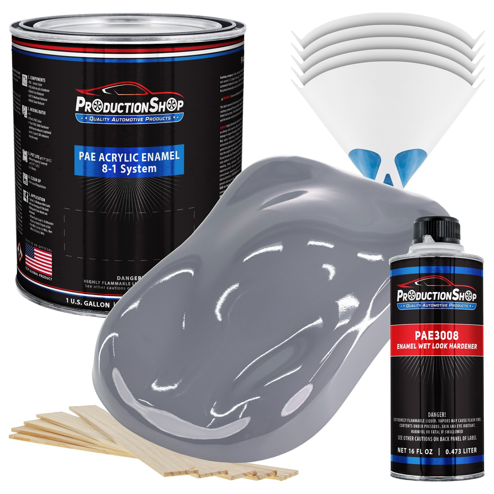 ProductionShop High Gloss Dark Gray Acrylic Enamel Gallon Kit, Auto Paint