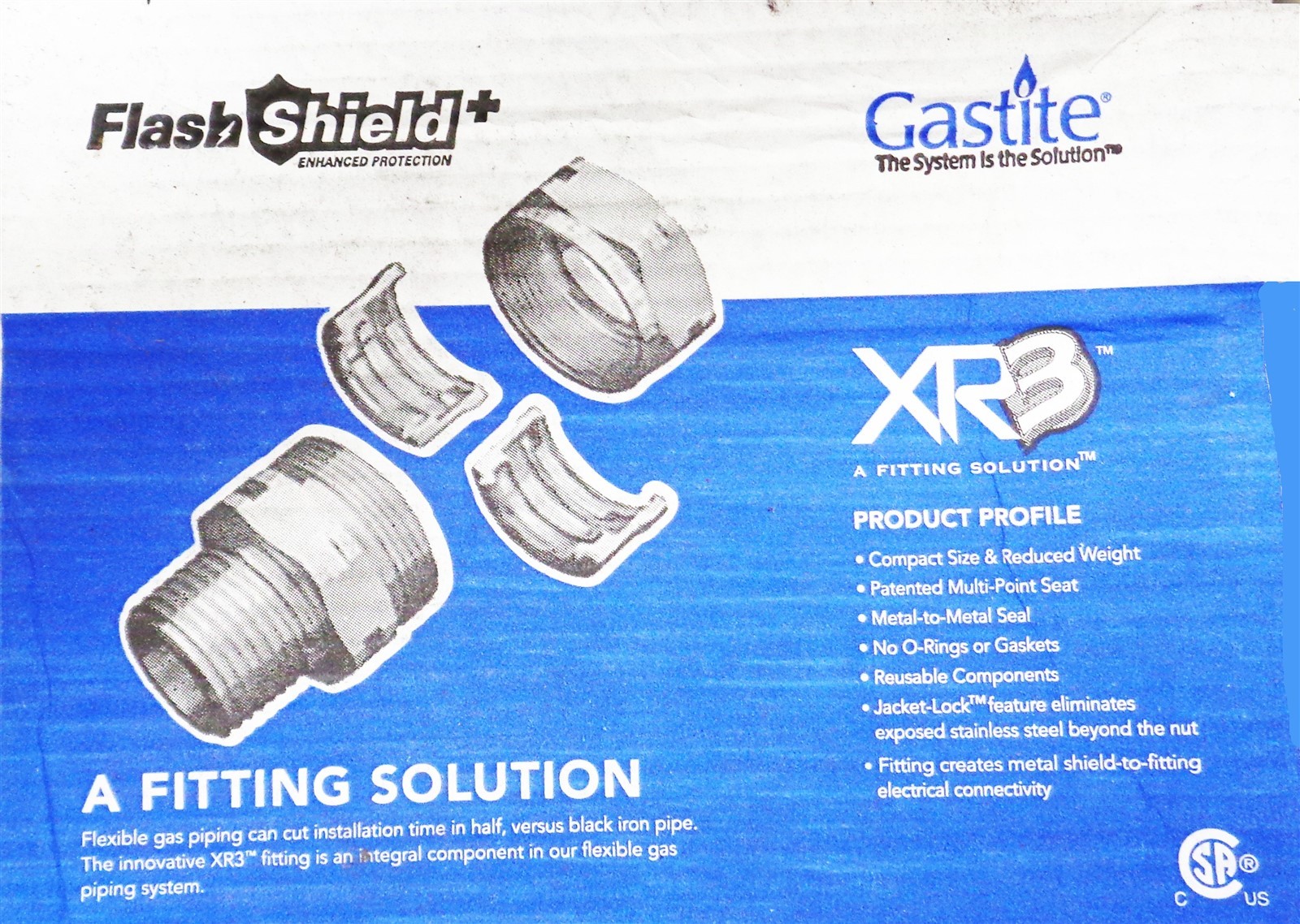 Gastite® FlashShield™ XR3FTG-11 ~ 3/4" Male NPT x 3/4" Straight Fitting
