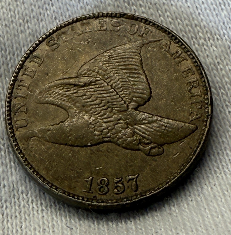 1857 1c Flying Eagle Small Cent Nice Doubling In Date!