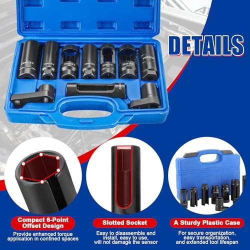10Pcs Oxygen Sensor Socket Set Sensor Oil Pressure Sending Unit Removal Kit
