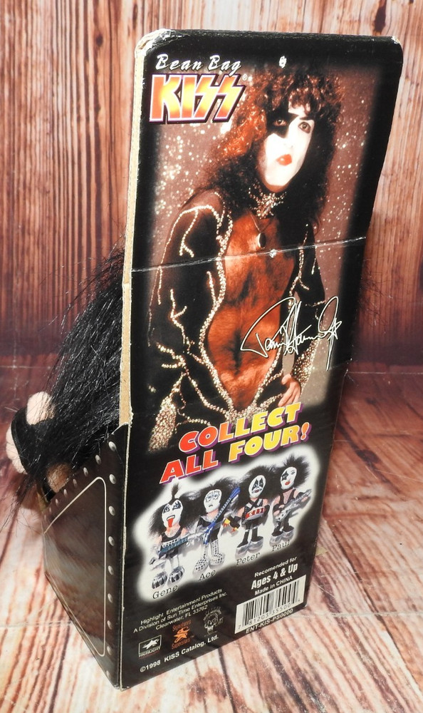 Set of 3 1998 Kiss Bean Bag Dolls, Gene Simmons, Ace Frehley, Paul Stanley