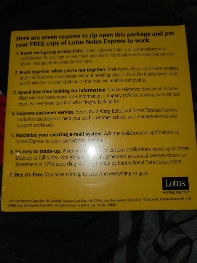 LOTUS NOTES EXPRESS GROUP SOFTWARE / UNOPENED SEALED BRAND NEW