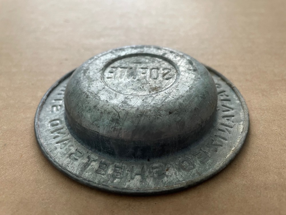 Vintage SOFTITE Galvanized Sheets and Strip Ashtray Wheeling #3