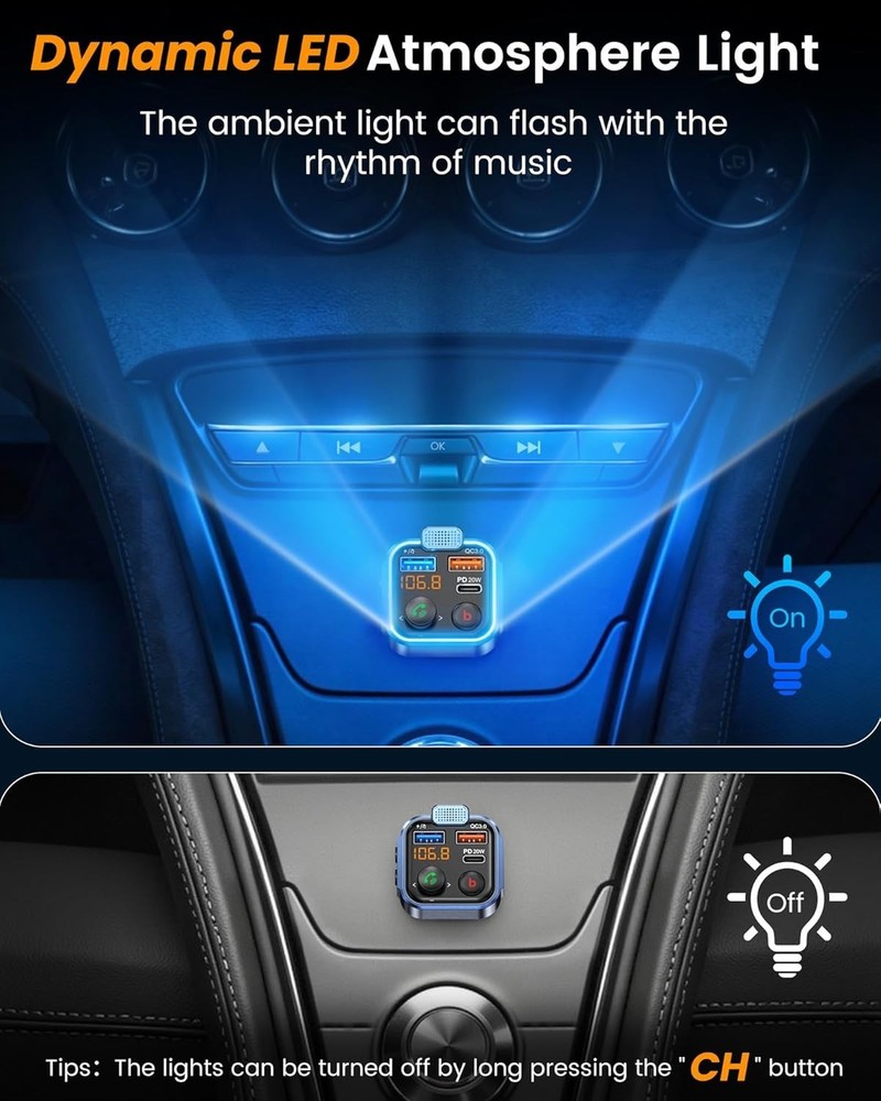 Wireless Car Adapter: Bluetooth 5.3 with Fast Charge & Hands-Free Calling