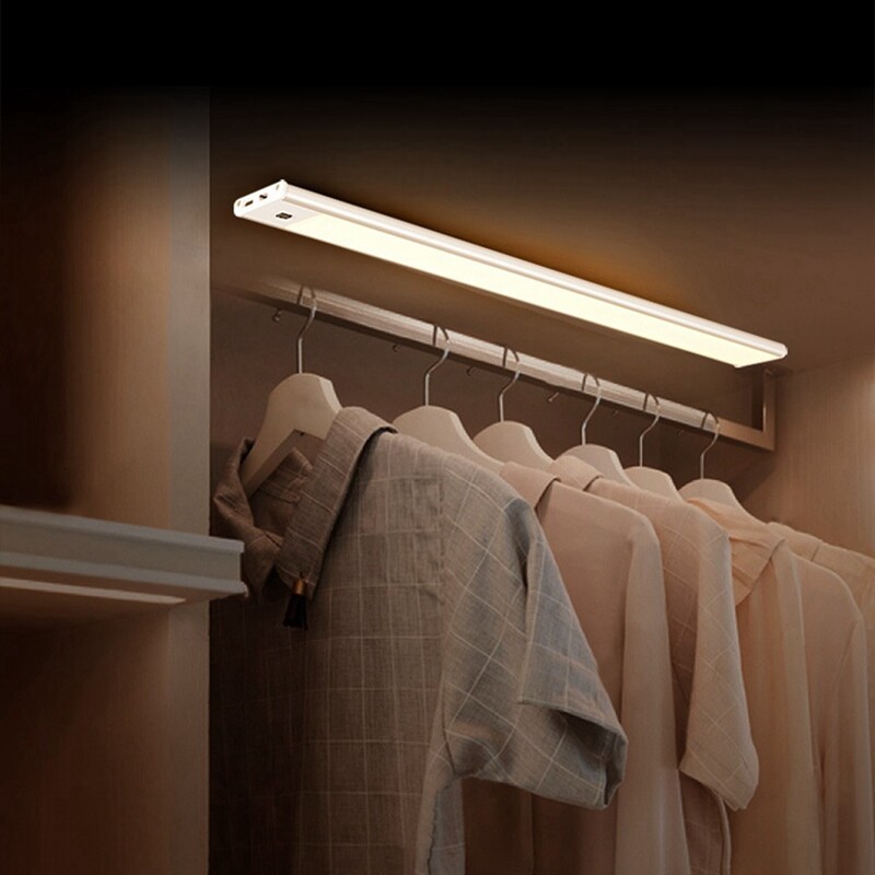 LED Motion Sensor Under Cabinet Closet Light USB Rechargeable Kitchen Lamp Strip