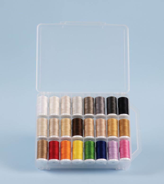 Cotton Sewing Thread Set 24 Spools 50wt Quilting Piecing with Storage Case