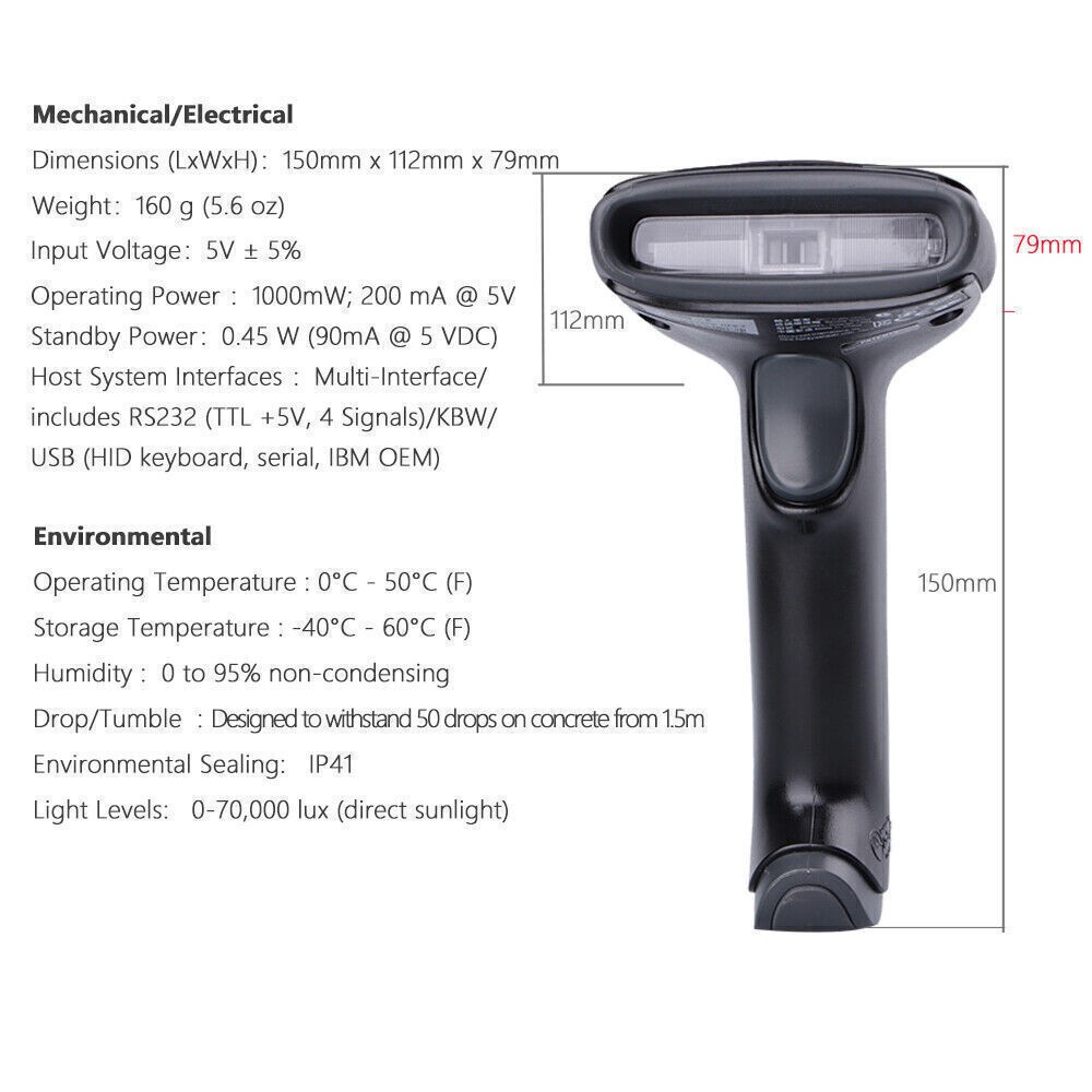 Honeywell Hyperion 1300G Wired Handheld Barcode Scanner 1D Code Imager Reader
