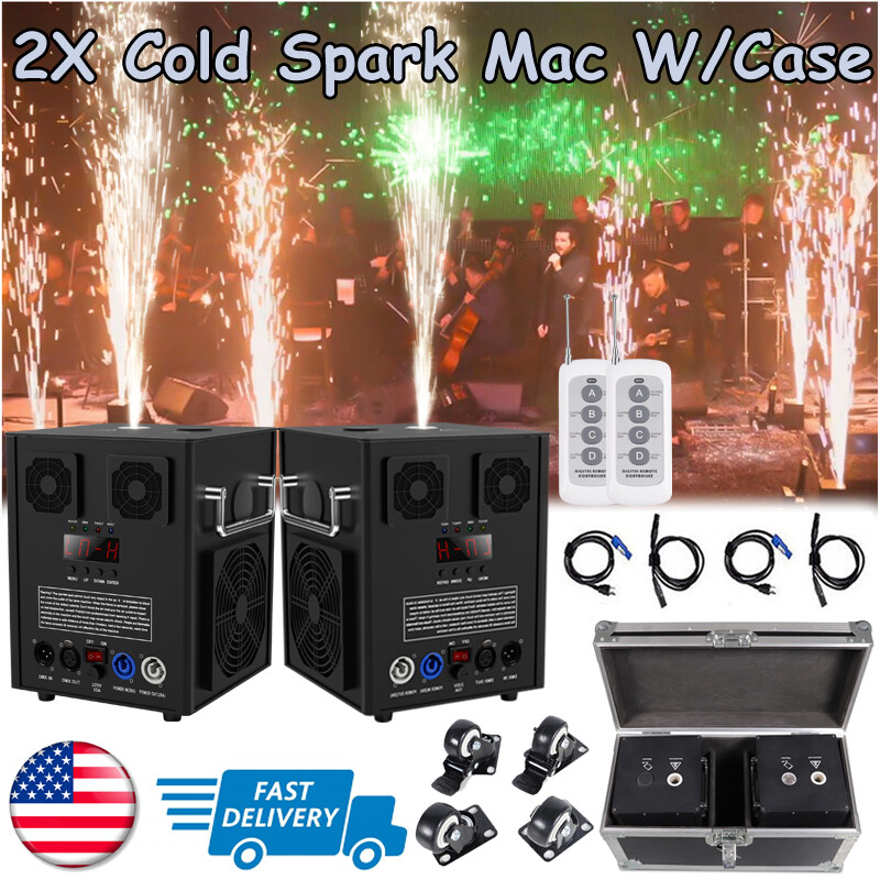 2X 700W Cold Spark Machine Firework Stage Effect Machine DJ Wedding &Flight Case