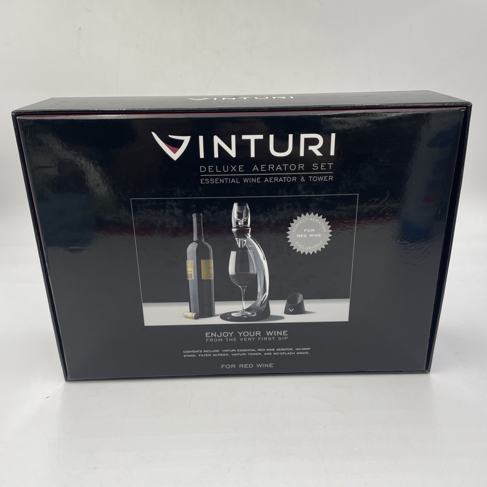 Vinturi Deluxe Essential Red Wine Aerator Pourer and Tower Set In Box