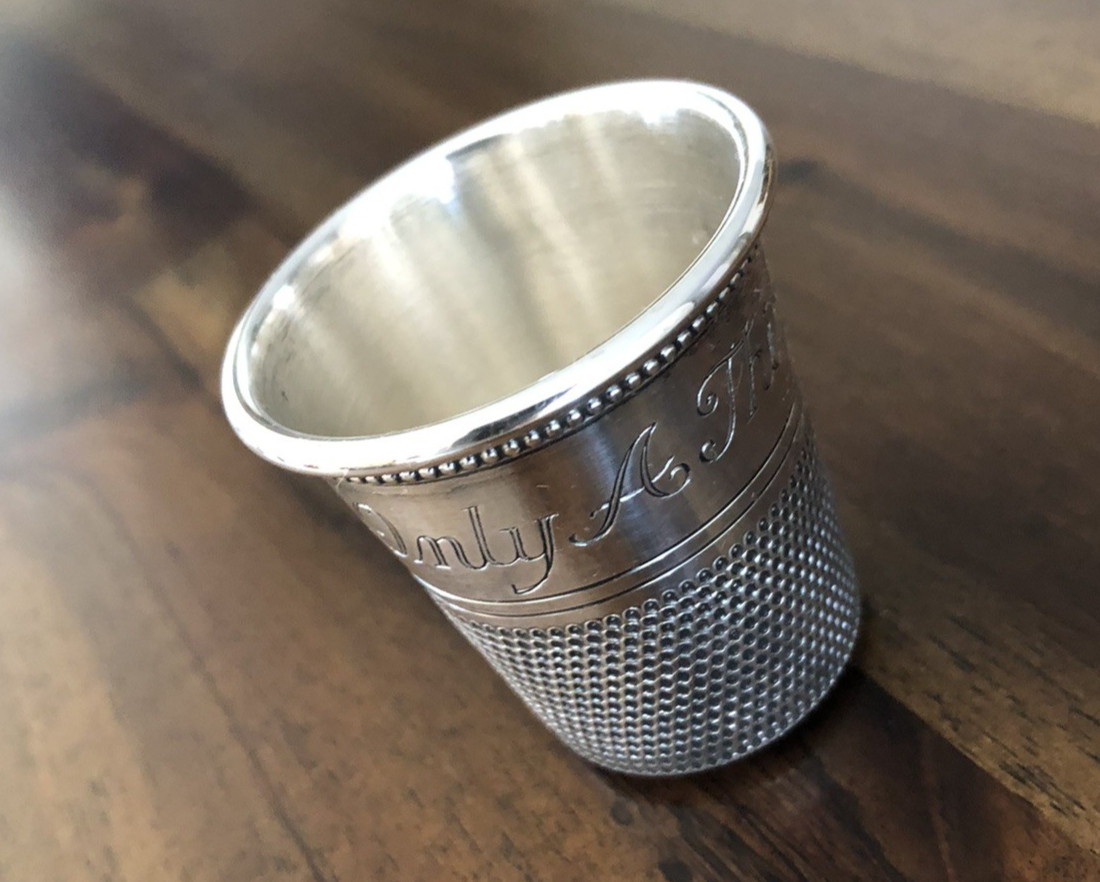 Thomae & Co. Sterling Silver "Only A Thimble Full" Shot Glass Jigger