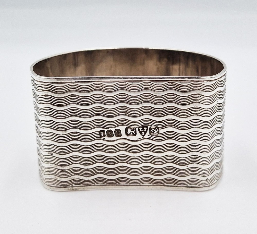 Antique English Sterling Silver Napkin Ring "E" initial engraving, dated 1930