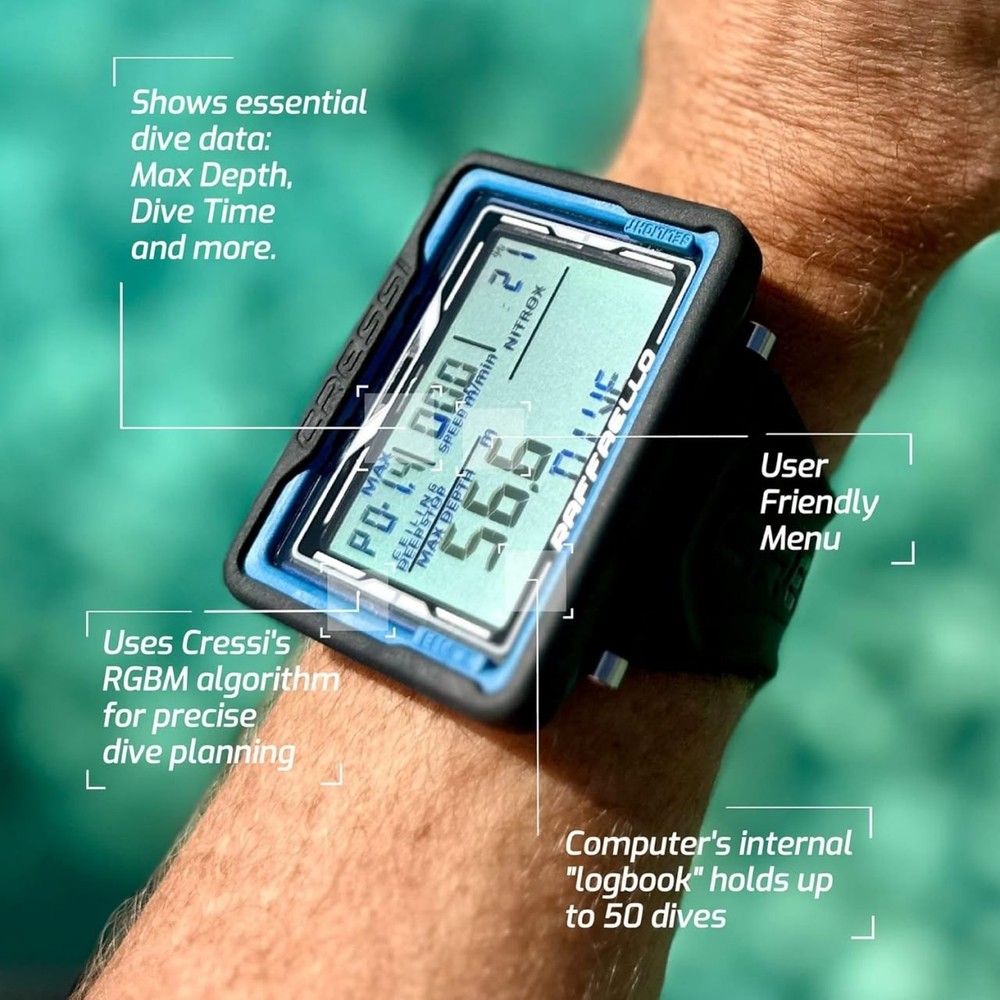 CRESSI Raphael - Unisex Diving Computer with Large Rectangular Screen...