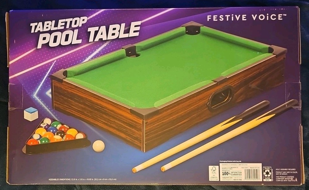 Tabletop Pool Table Billiard Table 12" × 20" Mini Pool Table Desktop Man Cave