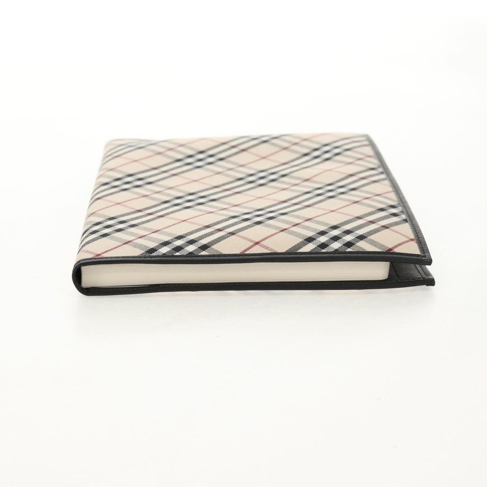 BURBERRY Nova Check Planner Case Canvas Leather Beige Black 146241 Auth am9392V