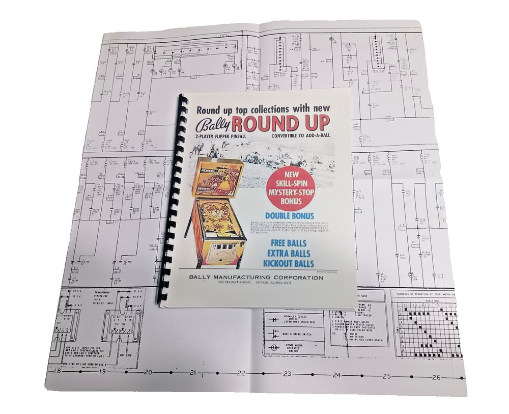 Bally Round Up Pinball Instructions & Schematic