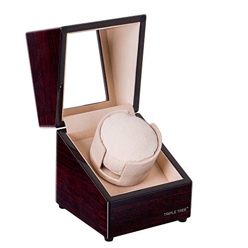 Single Watch Winder for Automatic Watches, with Super Quiet Pine Bark Pattern