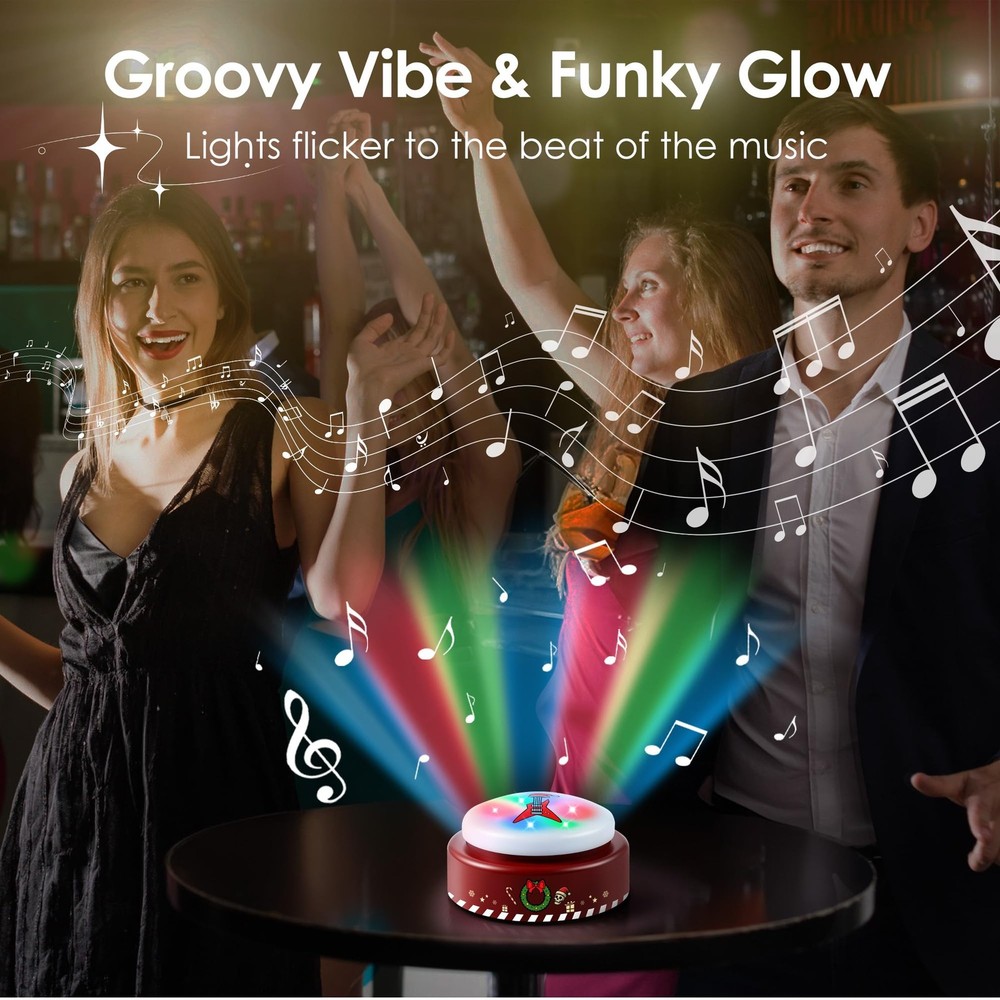 Feekoon 1 Pack Dance Party Button, Plays 10 EDM Tracks, 30 Second Light Up Da...