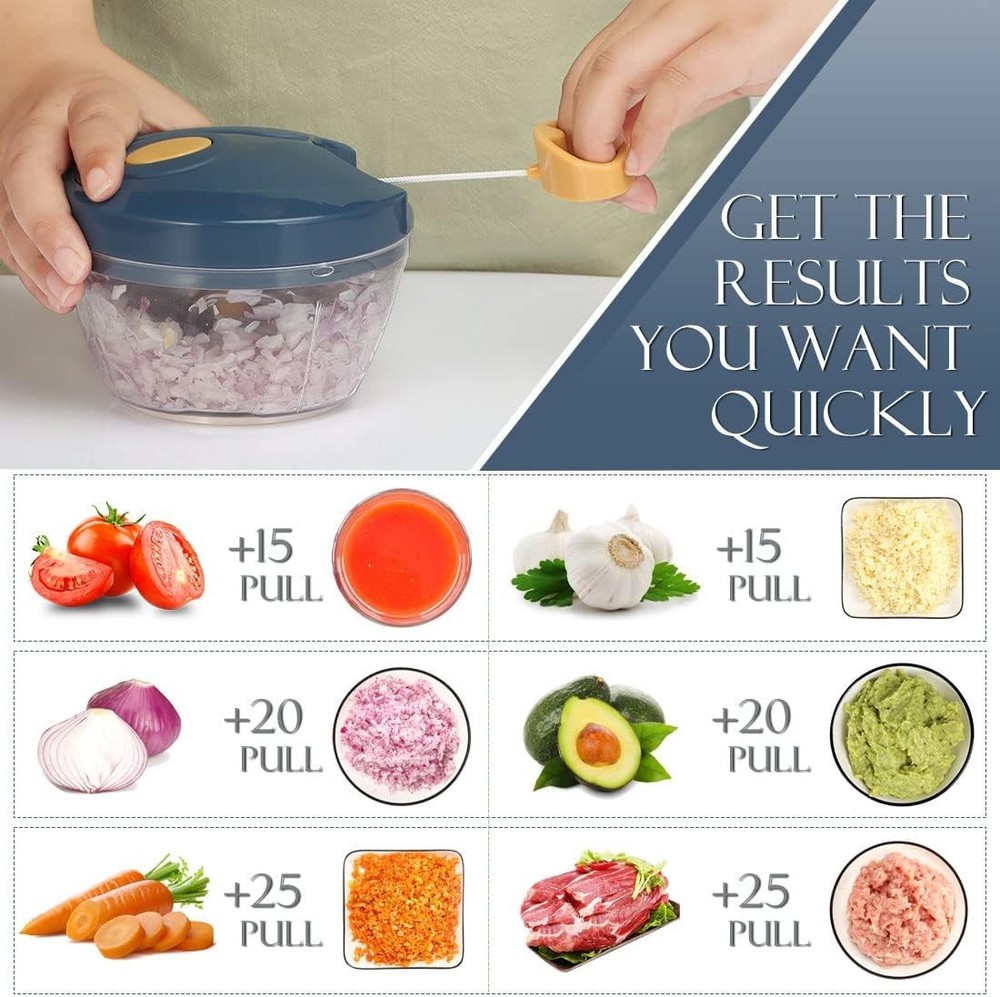 Ourokhome Manual Food Processor Vegetable Chopper, Portable Hand Pull String Gar