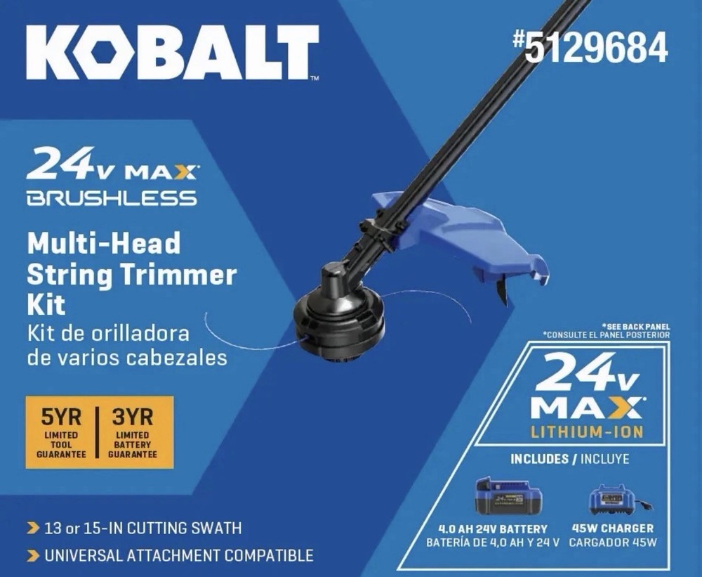Kobalt 24-volt 15-in Split Shaft Attachment Capable Battery String Trimmer 4.0 A