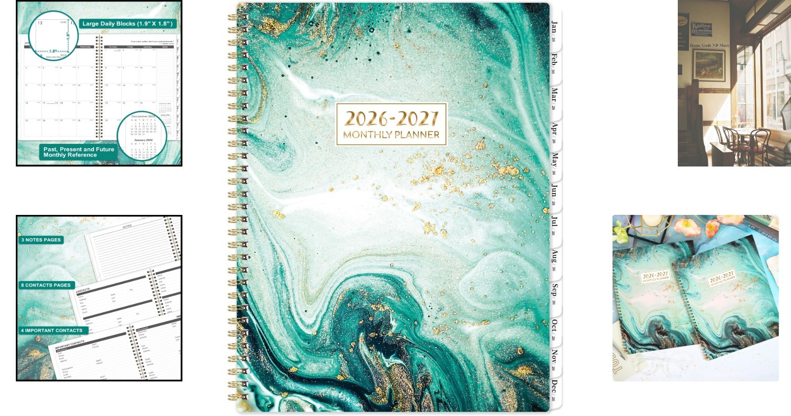 Convenient 2026-2027 Calendar Planner | 9" x 11" with Monthly Tabs & Pockets