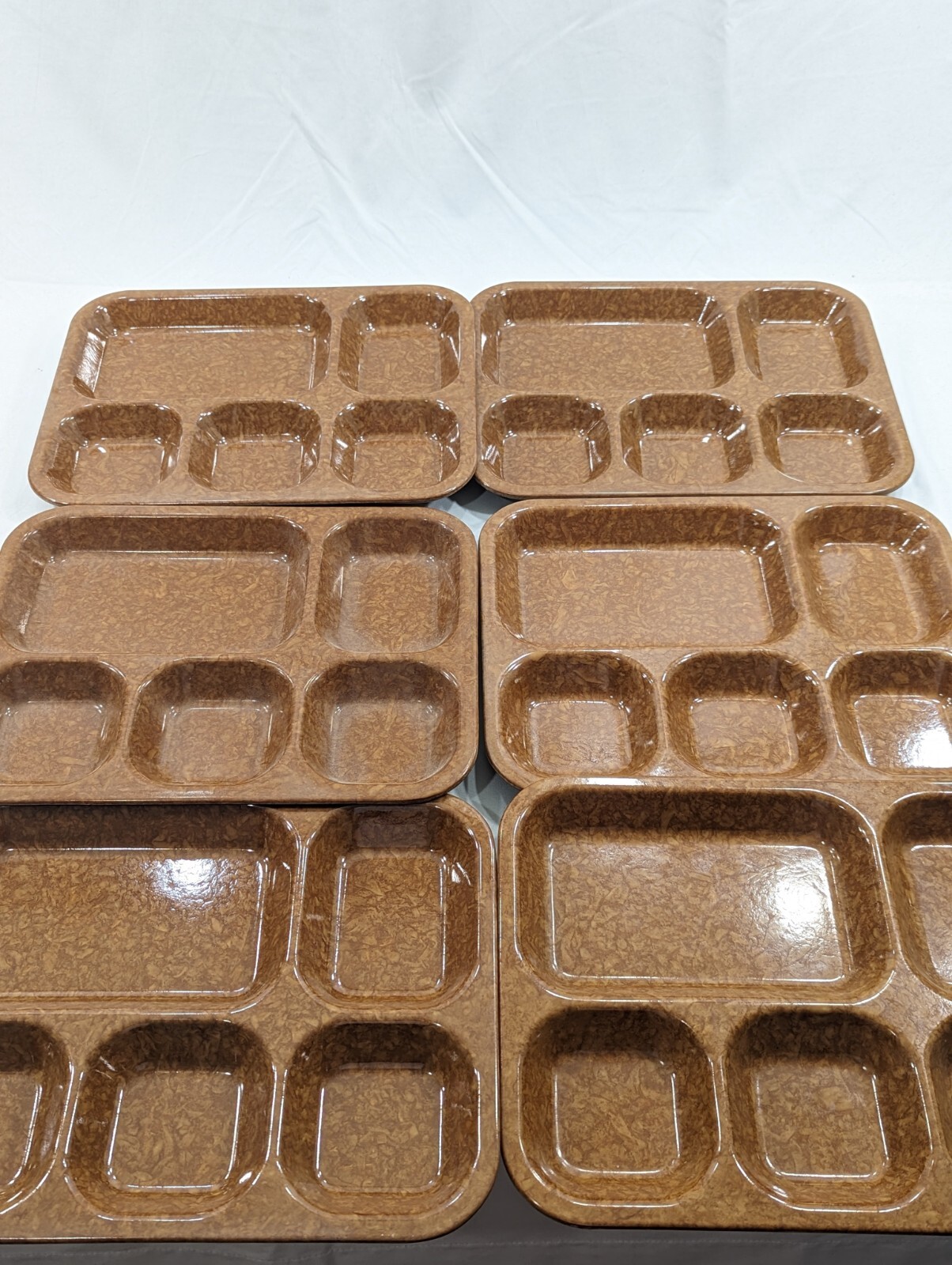 Set of 6 US Bolta Halsey Military Melamine 5 Part Trays Mess Hall 1952 1953