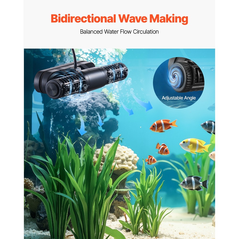 Aquarium Wave Maker Adjustable Cross Flow Pump with Controller 25W 1428 GPH