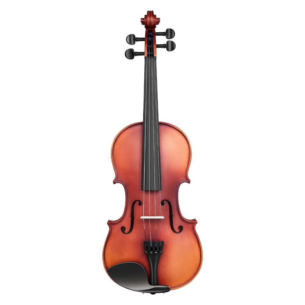 Violin 4/4 Size Fiddle Set Solidwood for Beginners Matte Brown Patterned