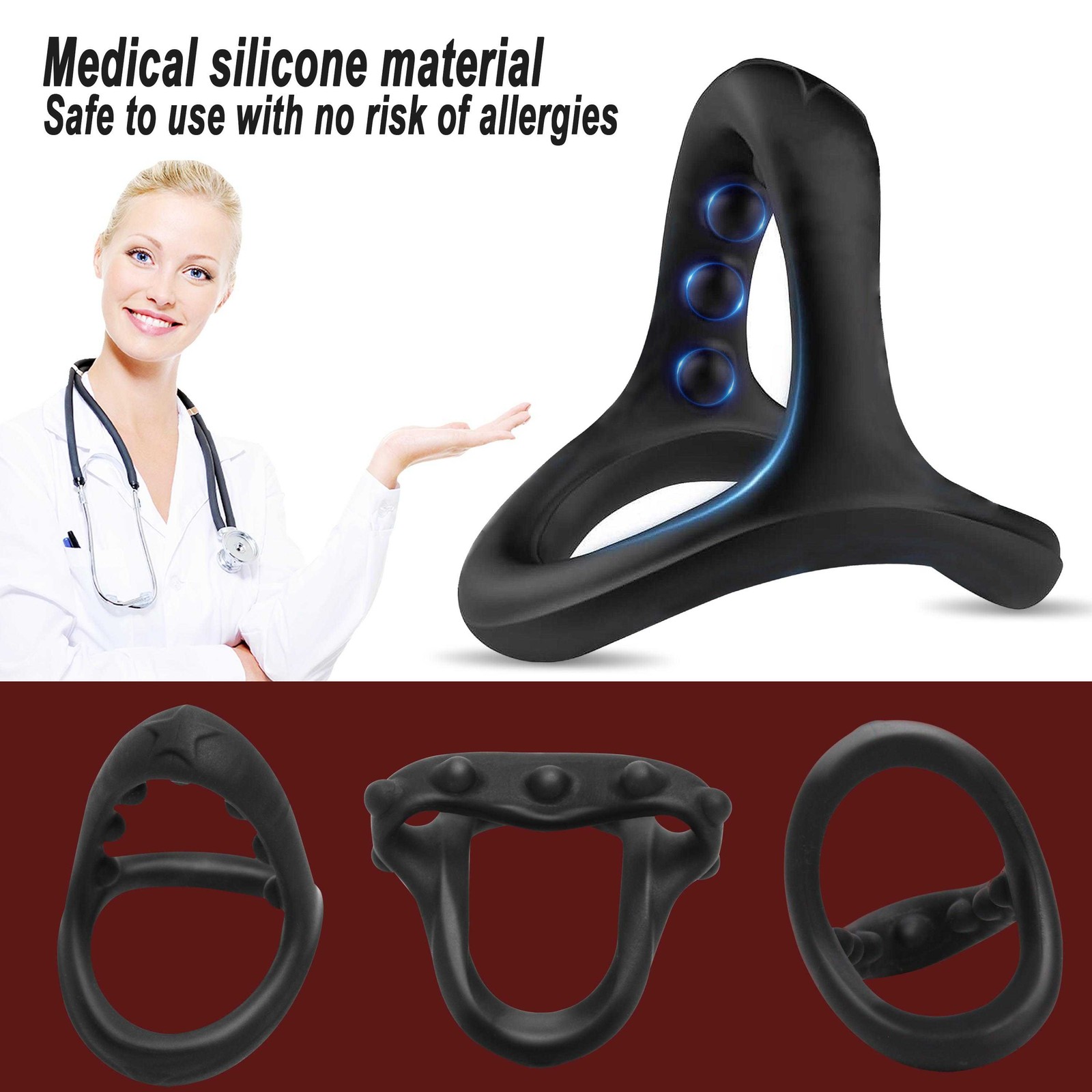 7PCS Silicone Cock Ring Super Stretchy Strong Stay Hard Penis Rings Men Sex Toys