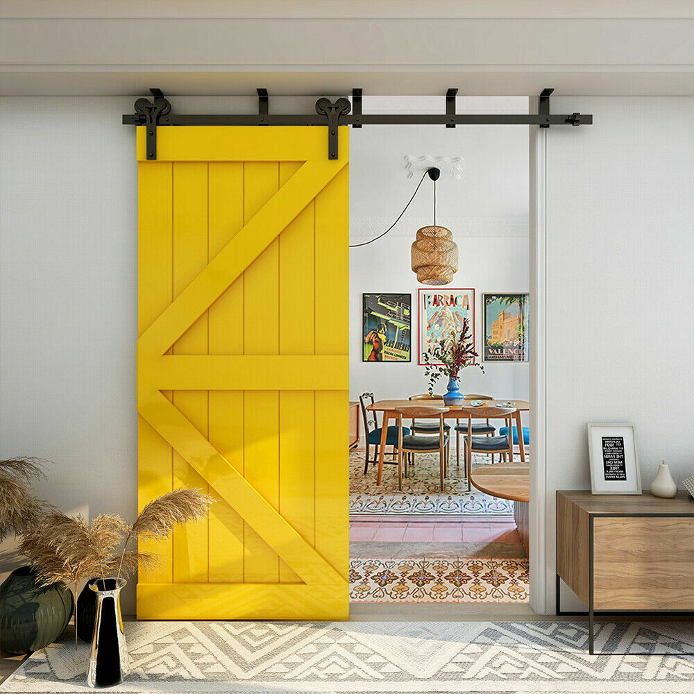 4-20FT Ceiling Mount Bracket Sliding Barn Door Hardware Track Kit Single/Double