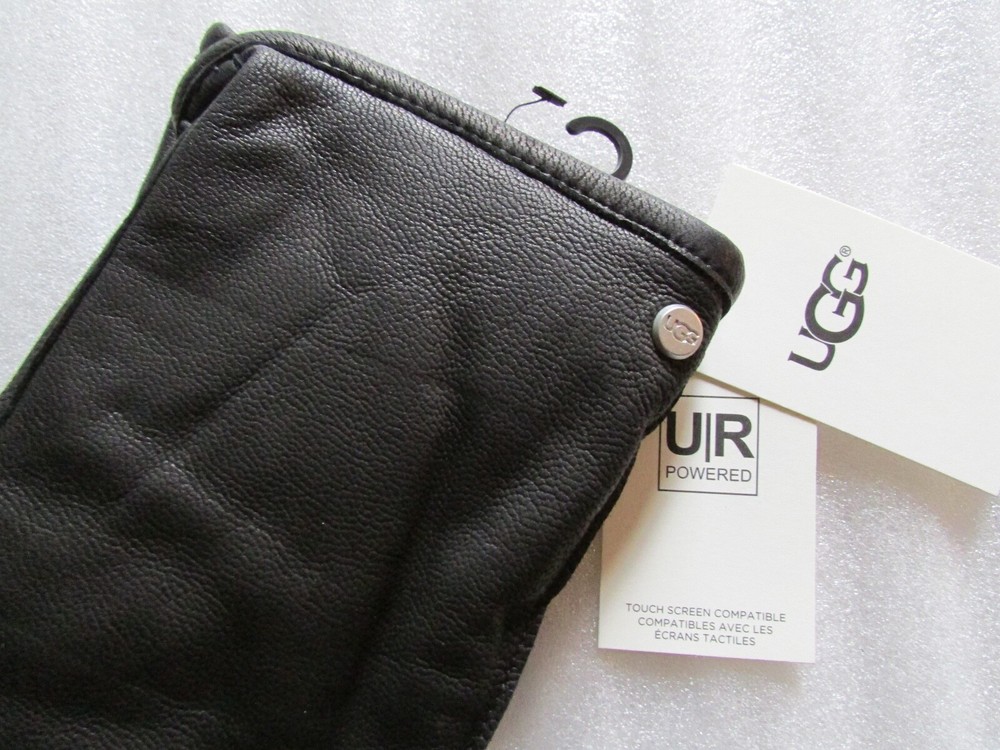 UGG Gloves Tech Smart Casual Leather Black Medium New $95
