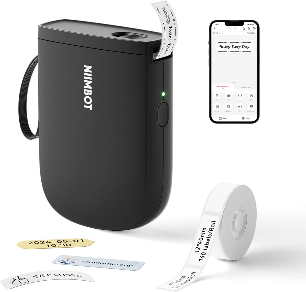 D11 New Version Label Maker Machine with Tape,300Dpi Bluetooth Label Printer, Po