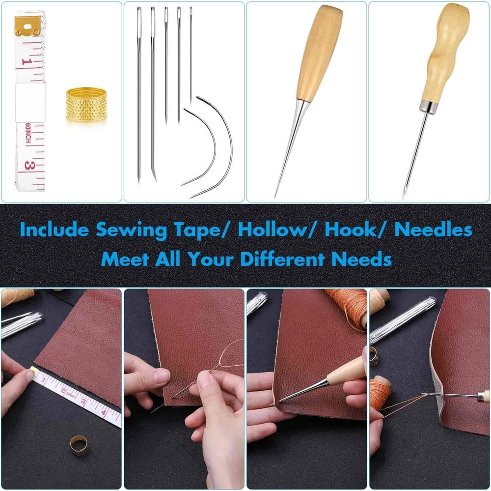 35 Pcs Leather Pouch Kit with Hole Punch, Tools & Needles for Beginners